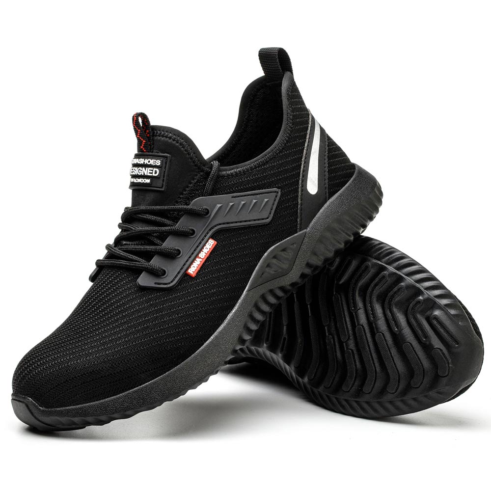 Safety Shoes Steel Toe Cap Shoes Waterproof Safety Trainers Comfortable and Light Slip and Oil Resistant for Men, Women and Ladies Zeta Black