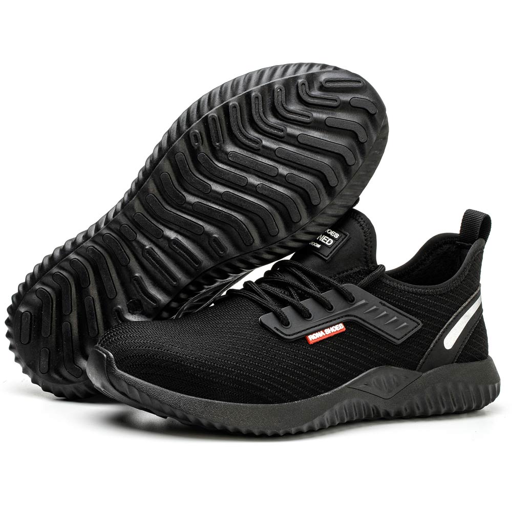 Safety Shoes Steel Toe Cap Shoes Waterproof Safety Trainers Comfortable and Light Slip and Oil Resistant for Men Women and Ladies Zeta Black